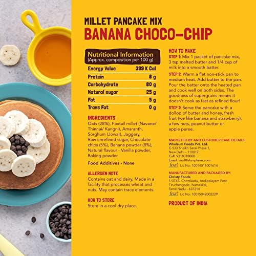 Slurrp Farm Millet Pancake Mix Trial Pack | 4 Flavors: Banana Choco Chip, Chocolate, Blueberry, Classic | No Added Sugar or Salt | Healthy Kids Breakfast | 1.76 Oz (Pack of 4)