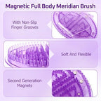 LemonRoad 2 Pcs Meridian Massage Brushes Silicone Massage Body Brush for Belly Back Leg Full Body Spa Massager Relaxation with Flexible Measuring Tape (Purple)