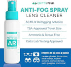 Anti Fog Lens Cleaner Spray Kit | (1) 2oz Anti Fog Glasses Cleaner Spray + (1) Microfiber Cloth for Eyeglasses,Goggles,Sunglasses,Mirror - Eyeglass Defogger Spray Cleaning Kit (2 Piece Set)