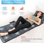 COMFIER Full Body Massage Mat with Movable Neck Pillow, Back Massager with 10 Vibrating Motors & 4 Heat Level, Back Massage Pad, Mothers Day Gifts for Mom