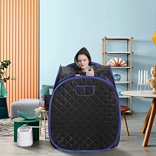 ZONEMEL Portable Steam Sauna, Full Body Home Sauna Spa, 1 Person or 2 Person Share Saunas, 2L Steam Generator with Remote Control (Black, L 33.5”x W 32.3”x H 41.7”)