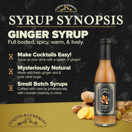 Liquid Alchemist Ginger Syrup for Cocktails - Real Ingredients Make our Liquid Ginger Puree for Cocktails the Perfect Moscow Mule Syrup - Our Non-GMO Vegan Drink Mixer Lasts Up to 2 Years (12.7 oz)