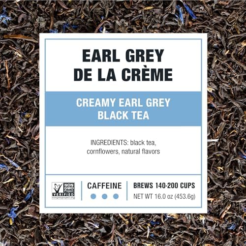 Tiesta Tea - Earl Grey de la Crème, Loose Leaf, Creamy Earl Grey Black Tea, Premium Blend, Caffeinated Black, Make Hot or Iced Brews Up to 200 Cups, 16 Ounce Resealable Bulk Pouch