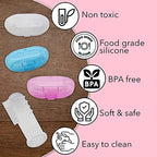 Baby Finger Toothbrush Set - Silicone Toddler Toothbrush with 3 Cases in Blue, Pink & Clear - Newborn Oral Massager