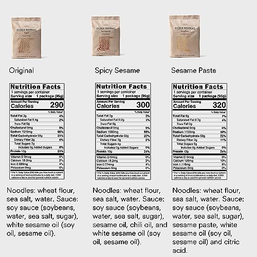 Public Goods Ramen Noodles | Brothless Vegan & Vegetarian Instant Ramen | Healthy, High Protein Asian Noodle | Preservative Free | No Added MSG | Original, Sesame Paste & Spicy Sesame Oil (15 Pack)