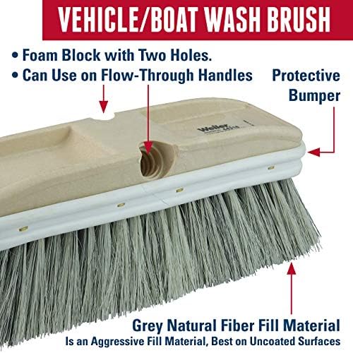 Weiler 44318 9-1/2" Truck Wash Brush, Grey Fiber Fill