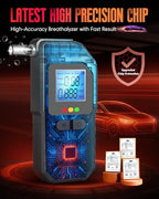 Breathalyzer, Professional-Grade Accuracy Portable Breath Alcohol Tester Breathalyzer for Alcohol -Voice Prompt&LCD Digital Display, Personal Breathalyzer Tester for Home Party&Driver -10 Mouthpieces