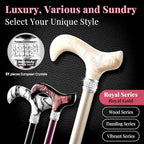 Merry Sticks Designer Foldable Walking Canes with Finest European Crystals, Folding Canes for Women and Men, Adjustable & Collapsible Canes for Seniors, Stylish Rhinestone Gift - Royal Champagne Gold
