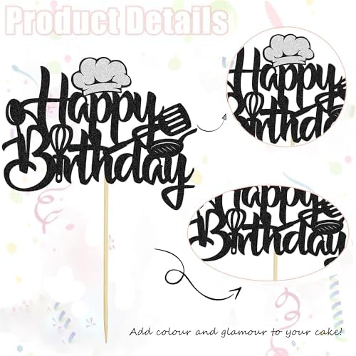 Chef Happy Birthday Cake Topper - Cooking Theme Cake Decoration for Men's and Women's Birthday Party Decorations