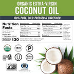 Viva Naturals Organic Coconut Oil, 54 fl oz – Unrefined, Cold-Pressed Extra Virgin Coconut Oil, USDA Organic & Non-GMO, Natural Cooking Oil, Hair Oil & Skin Oil