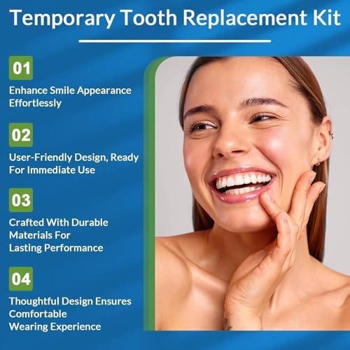 Veneers Teeth for Women, Tooth Replacement Missing Teeth, Upper Veneer Cosmetic, Moldable Thermal Beads Replacement Kit, Unisex to Temporary Tooth Repair Kit, 6PCS-001