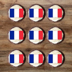 24 French Flag Edible Cupcake Toppers, France Flags, Edible Cake Decorations, Flags Of The World Cake Decor, Eurovision Party Decor, Paris Theme Patriotic Decorations