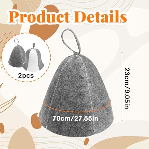 2 Pack Sauna Hat, Wool Sauna Hat Polished Wool Sauna Cap Absorbent Bathroom Accessories Russian Sauna Hat Protect Hair for Unisex Women Men