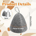 2 Pack Sauna Hat, Wool Sauna Hat Polished Wool Sauna Cap Absorbent Bathroom Accessories Russian Sauna Hat Protect Hair for Unisex Women Men