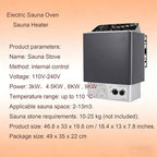 Electric Sauna Heater, Sauna Stove Oven Dry Steam Sauna, with Integrated Internal Control, 3-9KW Sauna Heating Stove Dry Steam Bath 3KW