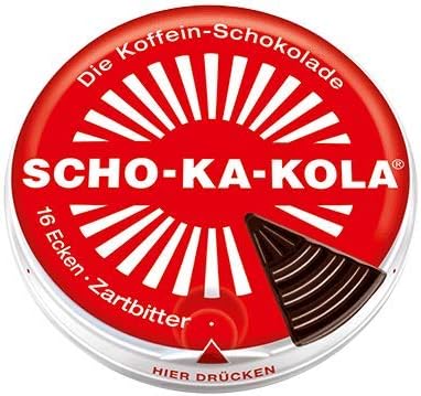 Dark Chocolate SCHO-KA-KOLA with natural Caffeine from Cocoa, Cola-Nut-Powder and Coffee 2 tins x 100 g/Germany