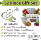 Tea And Cookie Lovers Gift Set Basket Box Care Package With Honey Sticks And White Bistro Mug Thinking Of You, Get Well Soon, Birthday Ideas For Women, Men, Family And Friends
