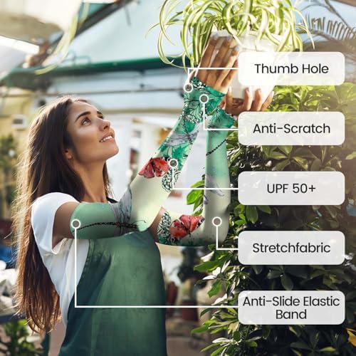 YPHCDO Gardening Sleeves Farm Sun Protection Arm Cooling Sleeves Thorn Proof Garden for Women Men with Thumb Hole