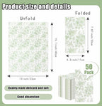 SietDESEO 50 Pieces 3-ply Sage Green Floral Napkins Disposable 13 x 15.7 Inches Guest Bathroom Napkins Disposable Hand Towels for Bathroom Wedding Birthday Party Paper Dinner Napkins