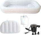 Medical Inflatable Bathtub, Portable Bed for Geriatric, Elderly, Disabled Bedridden Patients, Handicapped, Air Pump Adult PVC Bathtub with Water Bag Air Pillow, Bath in Bed (Double Layer)