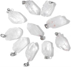 10pcs Irregular Raw Natural Clear Quartz Rock Stone Pendant Healing Crystal Chakra Gemstone Charm for Jewelry Making DIY Necklace Earrings Accessories Reiki