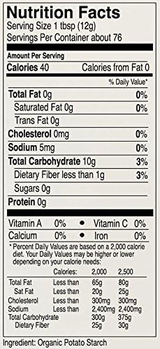 Anthony's Organic Potato Starch, Unmodified, 2 lb, Gluten Free & Non GMO, Resistant Starch