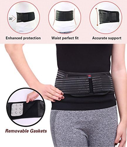 MAIBU Removable Self-heating Magnetic Therapy Support Brace Adjustable Pain Relief Back Waist Support Lumbar Brace Belt L