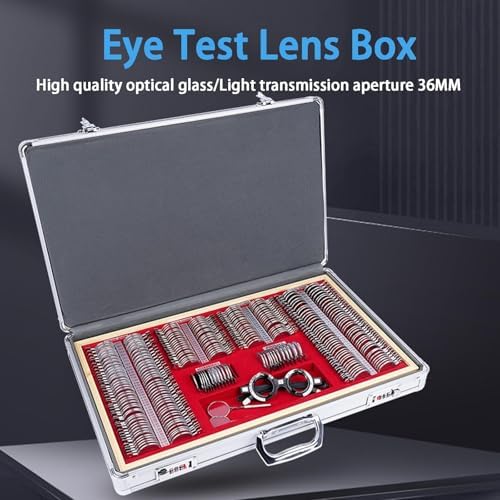 Optometry Lenses Box 266 Pieces of Trial Lenses Metal Optical Trial Lenses Set Eye Protection Accessories Ophthalmic Trial Lenses with Aluminum Storage Box
