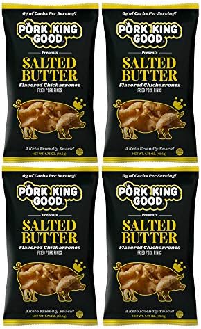 Pork King Good Salted Butter Pork Rinds (Chicharrones) (4 Pack) Keto Snacks