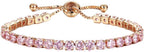 CiNily Adjustable Tennis Bracelets for Women Teen Girls Rainbow Cubic Zirconia Bracelet 14K White Gold Plated Hypoallergenic Slider Bracelet Jewelry Gift