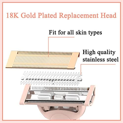 Flawless Nu Razor Replacement Heads, Rose Gold Plated Body With Covers, Compatible Hair Remover Head for Finishing Touch Women's Razor (2 Count)