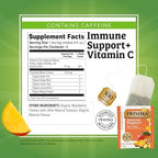 Twinings Superblends Immune Support+ Herbal Tea with Vitamin C, Ginger & Mango Flavoured Green Tea, 16 Tea Bags (Pack of 1), Enjoy Hot or Iced