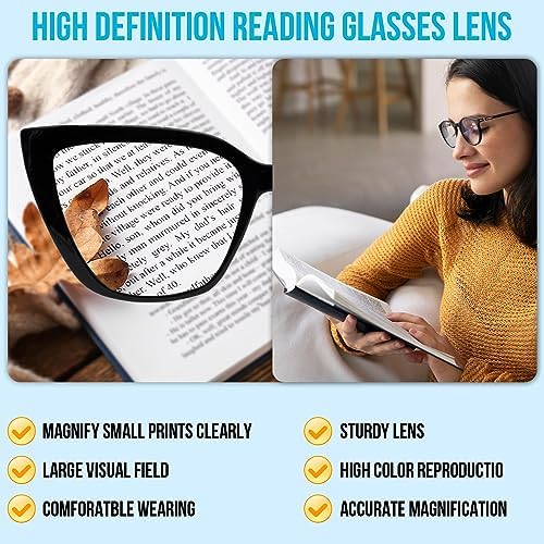 Oversized Reading Glasses for Women Designer Cat Eye Readers 1.0 1.25 1.5 1.75 2.0 2.25 2.5 2.75 3.0 3.5 4.0