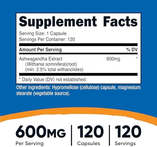 Nutricost Ashwagandha Herbal Supplement 600mg, 120 Capsules - Vegetarian, Non-GMO, Gluten Free, Ashwagandha Root