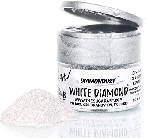 White Diamond Edible Glitter for Drinks, Cocktails, Cake Decorating, Strawberries, Chocolates & More | No Taste | 4g | 100% Food-Safe | Kosher, Vegan, Gluten & Nut Free | DiamonDust by The Sugar Art