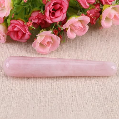 Natural Quartz Crystal Face Massage Wand Pink Smooth Stick Massage Tool for Spa and Relaxation (Pink)