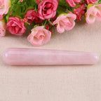 Natural Quartz Crystal Face Massage Wand Pink Smooth Stick Massage Tool for Spa and Relaxation (Pink)