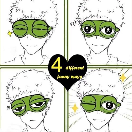 2Pcs Sleep Eye Mask for Women Kids, Shinywear Eye Mask for Sleeping, Cute Sad Frog Blindfold Plush Funny Eye Shade Cover for Travel Yoga Nap Block Out Light - Soft Cotton Inside for Sensive Skin