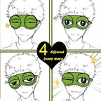 2Pcs Sleep Eye Mask for Women Kids, Shinywear Eye Mask for Sleeping, Cute Sad Frog Blindfold Plush Funny Eye Shade Cover for Travel Yoga Nap Block Out Light - Soft Cotton Inside for Sensive Skin