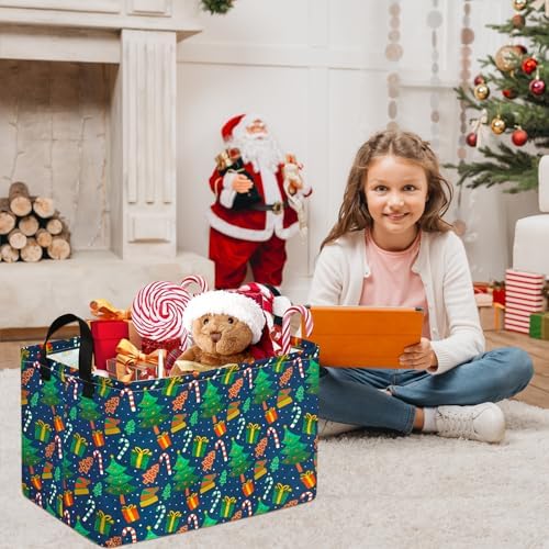 Rectangular Christmas Basket Storage Bin Collapsible Nursery Hamper Book Shelf Basket Xmas Party Box