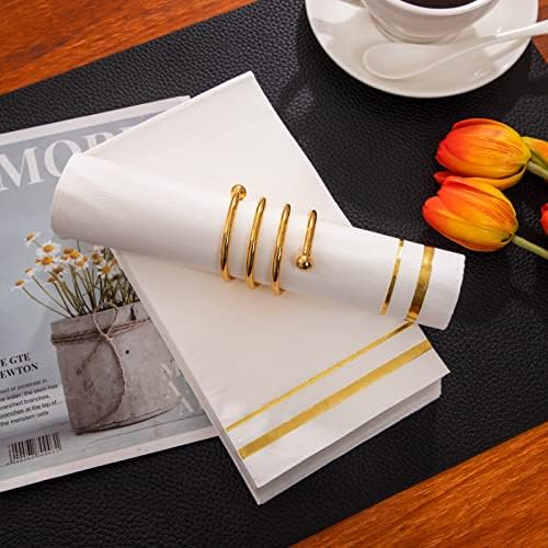 BUCLA 100-Count 3-Ply Disposable Napkins - Gold Paper Napkins Disposable Premium Quality - Thanksgiving Napkins/Dinner Napkins Disposable Soft, Absorbent for parties, weddings, Kitchen
