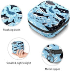 Sanitary Napkin Storage Bag,Period Bag,Cartoon Dolphin Fish Sea Black Blue,Sanitary Bags for Feminine Products