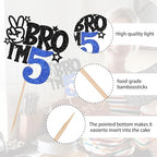 1 PCS Brother I'm 5 Cake Topper Glitter Star Happy 5th Birthday Cake Pick Bro I'm 5 Cake Decoration It's My 5th Birthday Decorations for Boys Cheers to 5 Years Old Birthday Party Supplies Blue