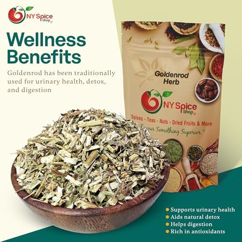 NY Spice Shop Goldenrod Herb Cut & Sifted - 4 Ounce Solidago Virgaurea L Dried Golden Herb - Dried Natural Goldenrod Herbal Loose Tea Blend for Herbal Infusion