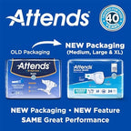 Attends Stretch Adult Incontinence Disposable Briefs, Large/X-Large, 40"-70" Waist with SecureGrip Tab Closure, Ultimate Absorbency with Dry-Lock Containment Core and Breathable Side Panels, 96ct Case