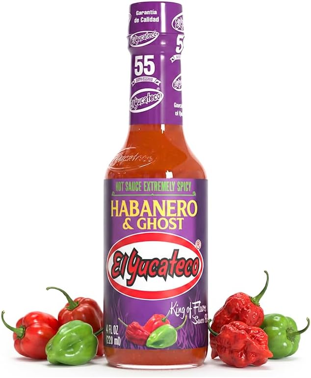 El Yucateco Habanero & Ghost Hot Sauce, Extremely Spicy, Authentic Mexican Chili Sauce, 4 fl oz (Pack of 1)
