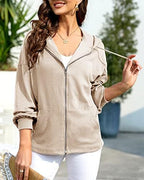 Zatanaroni Womens Zip Up Hoodies Loose fit Sweatshirt Casual Long Sleeve Shirts for Women Pullover Tops With Pocket