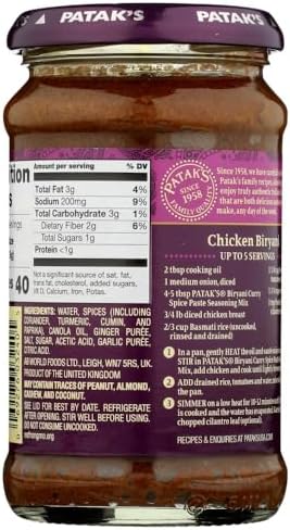 Patak's Original Biryani Curry Paste Concentrated Medium 10 oz(Pack of 2)