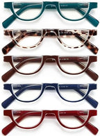 EYEURL Half Frame Reading Glasses for Women-5 Pack Blue Light Blocking Glasses Fashion Rimless Computer Readers for Women Anti UV Ray Eyeglasses with Spring Hinges,1.5