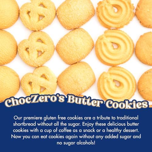 ChocZero Keto Butter Cookies, Sugar Free Danish Shortbread, Gluten Free, Low Carb, High Fiber, 8 oz Box